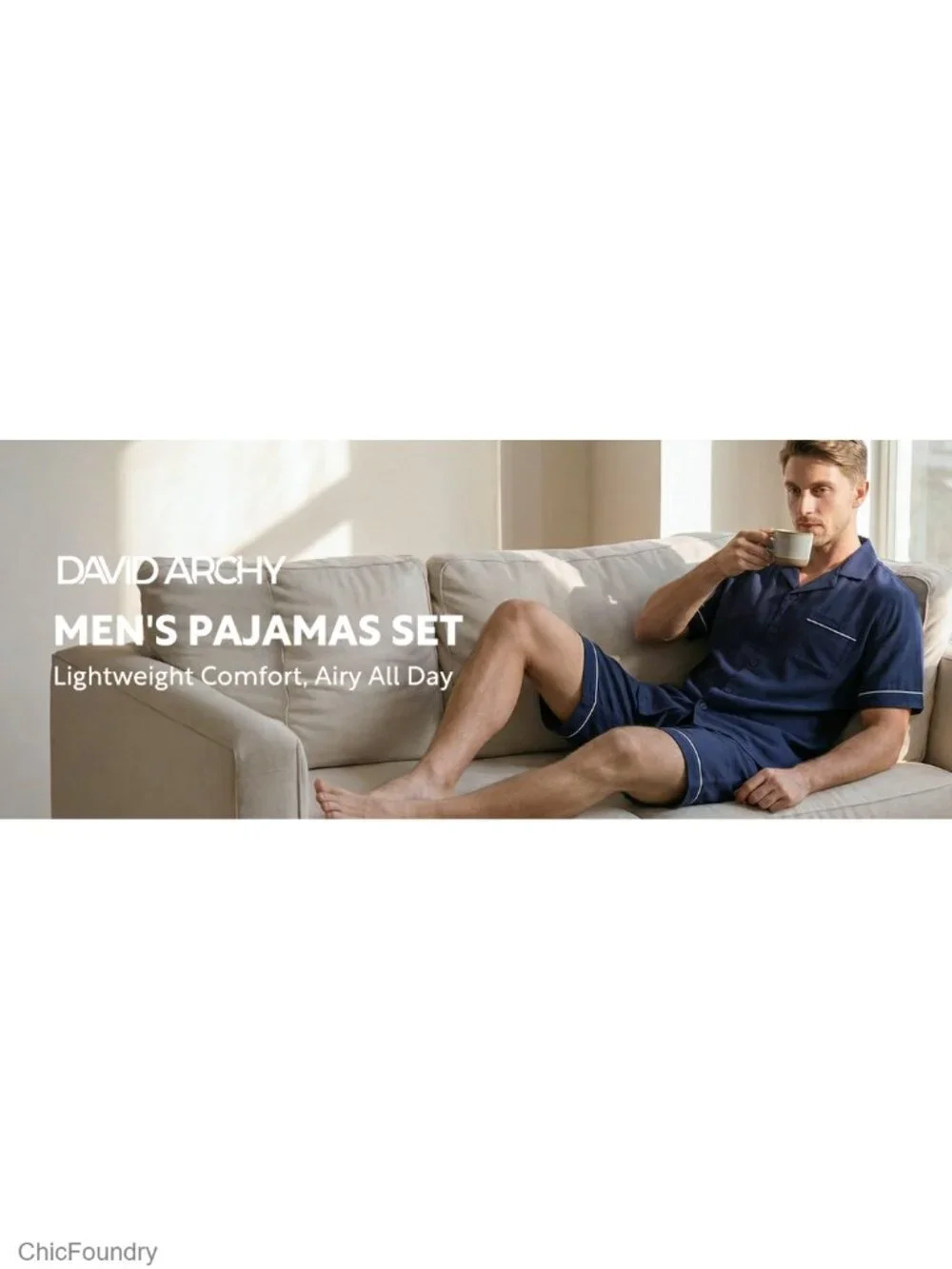 Men's Lightweight Summer Pajama Set Short Sleeve Lounge Set with Pockets